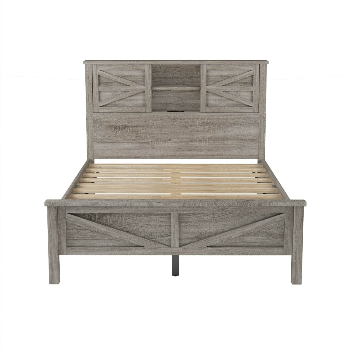 3-Piece Antique Gray Farmhouse Platform Bed Set - Sleep Galleria