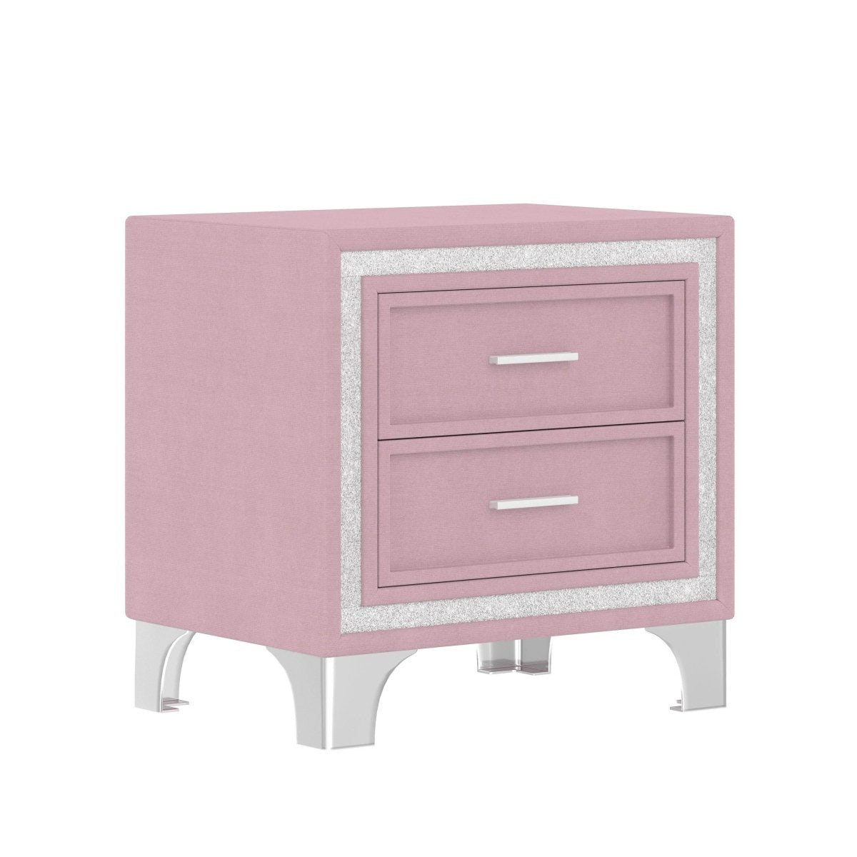3-Piece Pink Upholstered Bedroom Set With LED Lights - Sleep Galleria