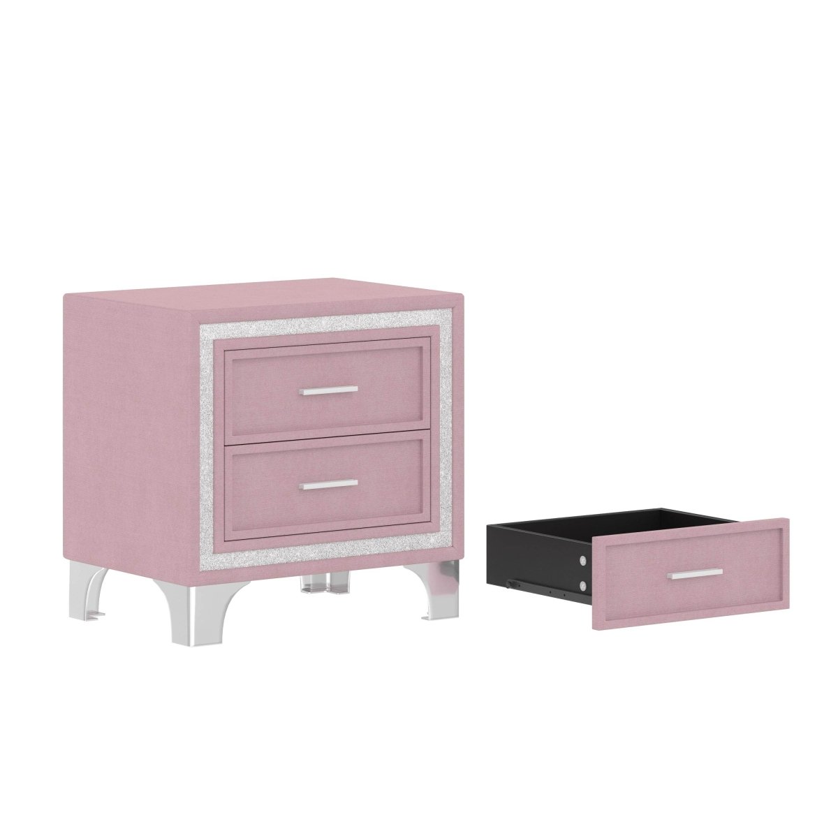 3-Piece Pink Upholstered Bedroom Set With LED Lights - Sleep Galleria