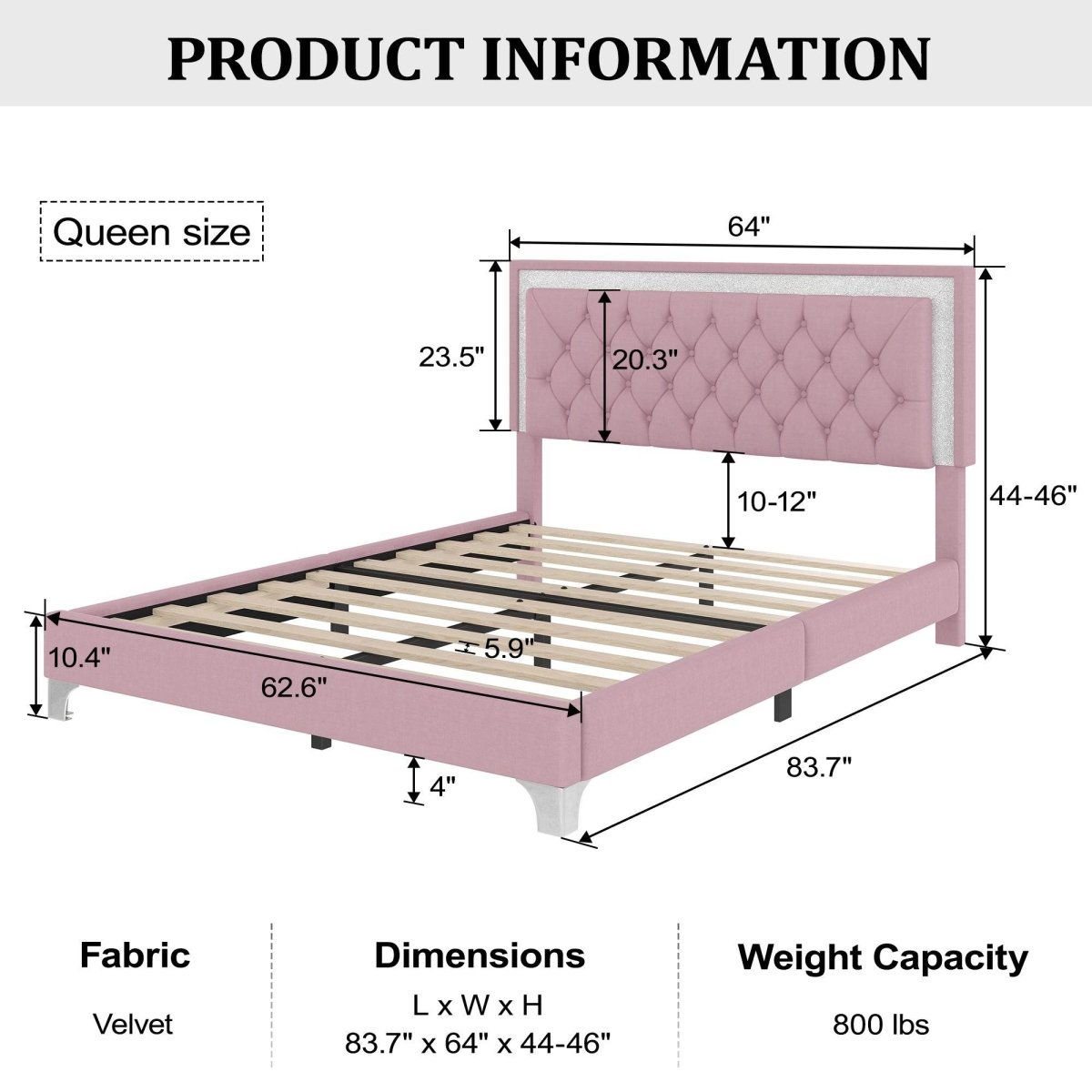 3-Piece Pink Upholstered Bedroom Set With LED Lights - Sleep Galleria
