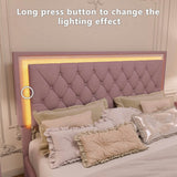 3-Piece Pink Upholstered Bedroom Set With LED Lights - Sleep Galleria