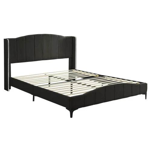 3 - Piece PU Leather Upholstered Platform Bed Set - Driftwood - Sleep Galleria