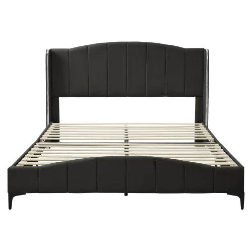 3 - Piece PU Leather Upholstered Platform Bed Set - Driftwood - Sleep Galleria