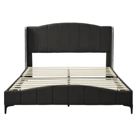 3 - Piece PU Leather Upholstered Platform Bed Set - Driftwood - Sleep Galleria