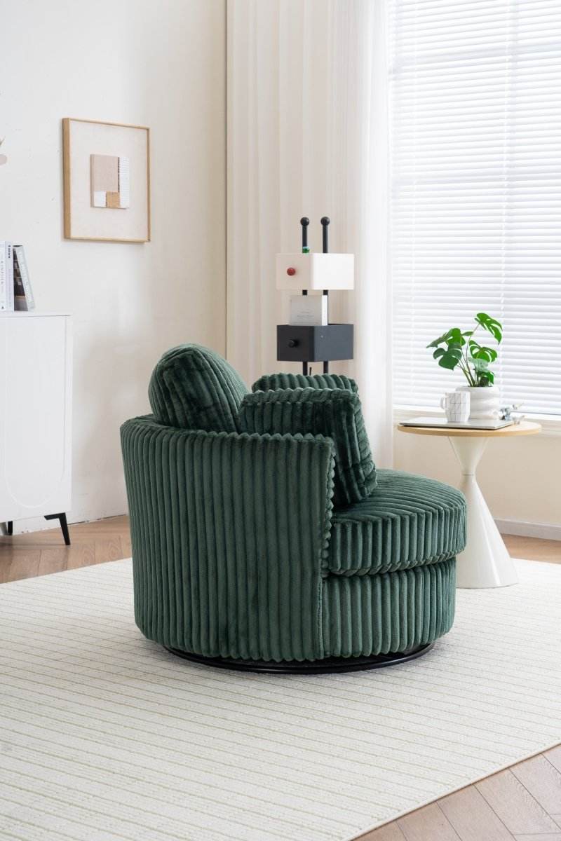 360-Degree Swivel Plush Corduroy Accent Chair With Pillows - Sleep Galleria