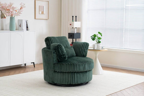 360-Degree Swivel Plush Corduroy Accent Chair With Pillows - Sleep Galleria