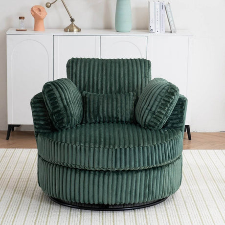 360-Degree Swivel Plush Corduroy Accent Chair With Pillows - Sleep Galleria