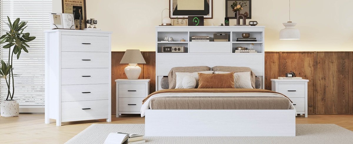 4-Piece American Traditional White Solid Wood Bedroom Set - Sleep Galleria