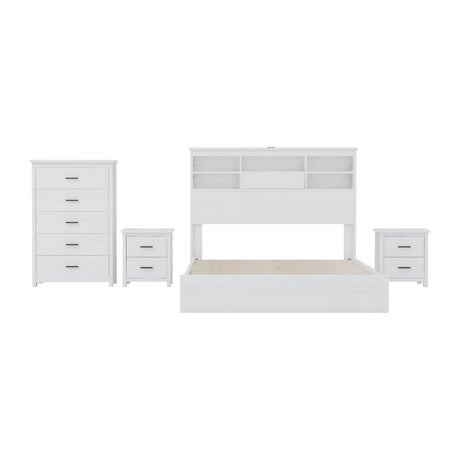 4 - Piece American Traditional White Solid Wood Bedroom Set - Driftwood - Sleep Galleria