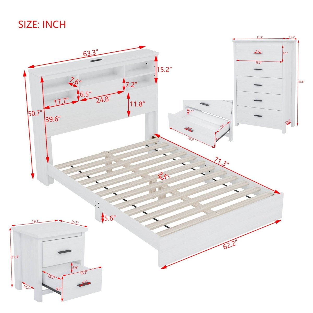 4-Piece American Traditional White Solid Wood Bedroom Set - Sleep Galleria
