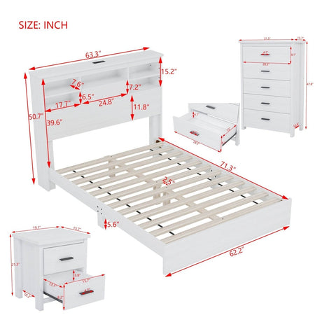4 - Piece American Traditional White Solid Wood Bedroom Set - Driftwood - Sleep Galleria