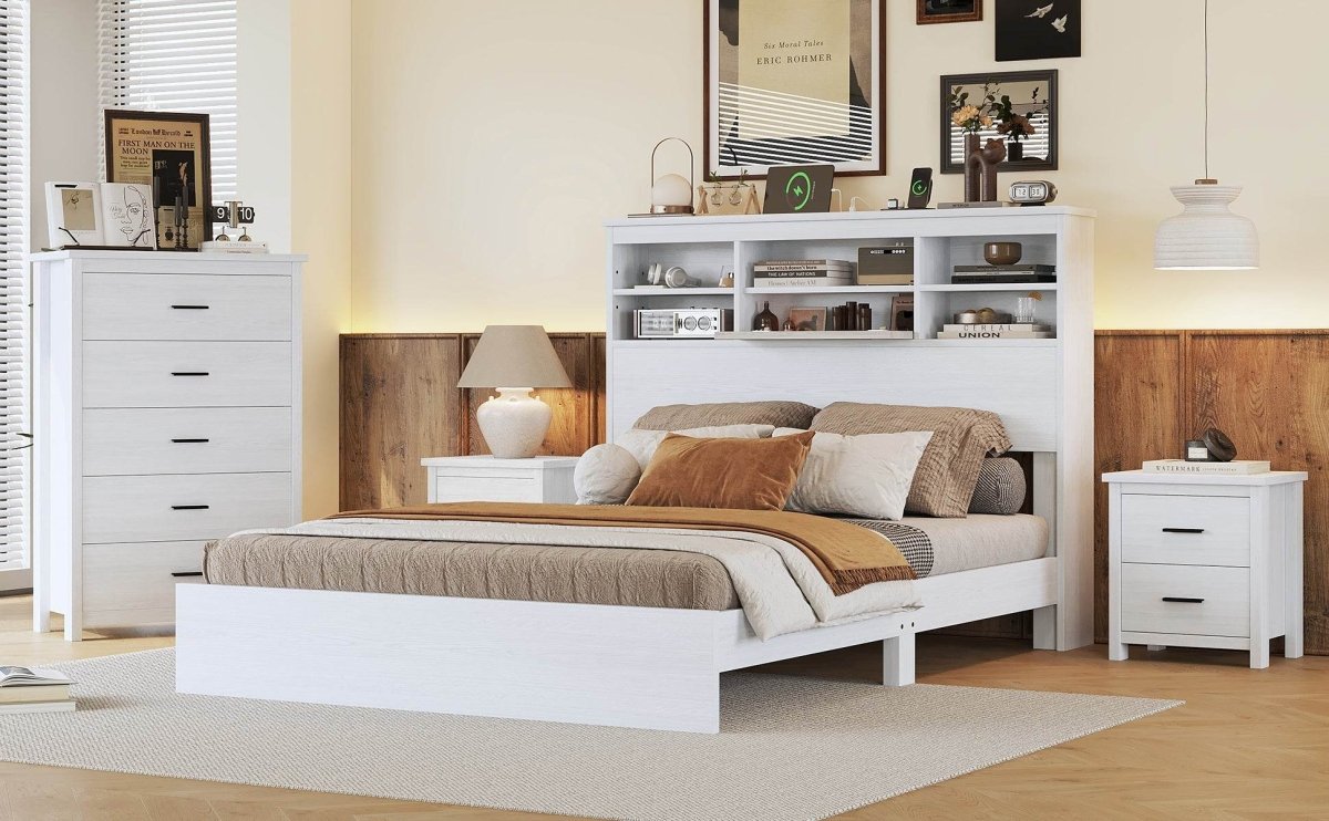 4-Piece American Traditional White Solid Wood Bedroom Set - Sleep Galleria