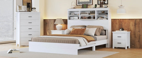 4 - Piece American Traditional White Solid Wood Bedroom Set - Driftwood - Sleep Galleria