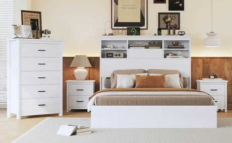 4 - Piece American Traditional White Solid Wood Bedroom Set - Driftwood - Sleep Galleria