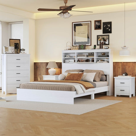 4 - Piece American Traditional White Solid Wood Bedroom Set - Driftwood - Sleep Galleria