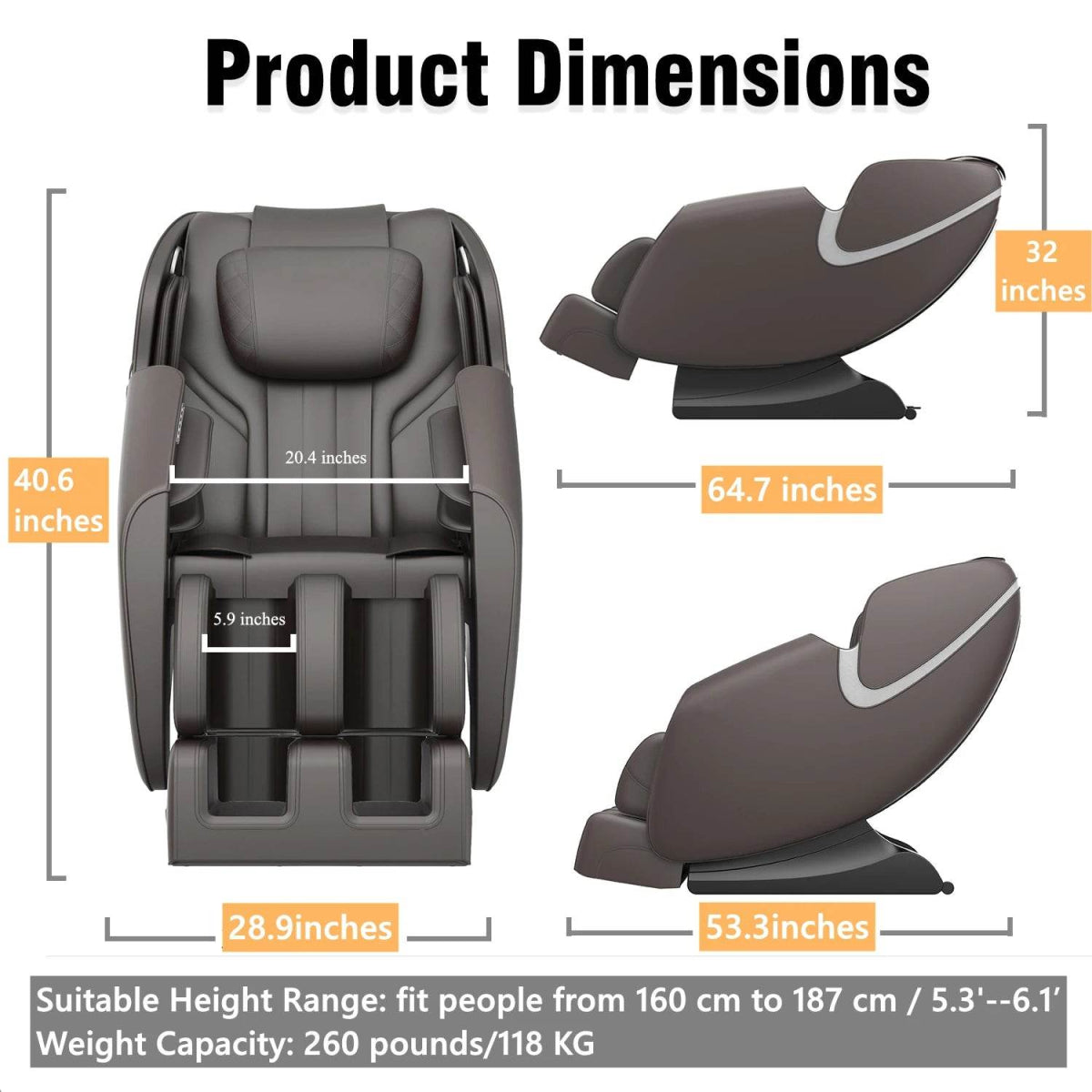 4D Zero Gravity Shiatsu Full Body Massage Chair - Driftwood - Sleep Galleria