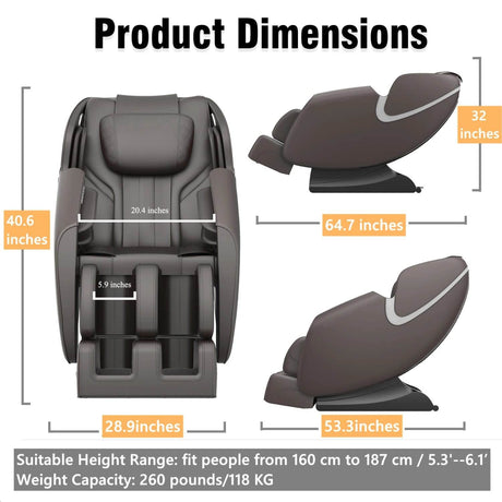 4D Zero Gravity Shiatsu Full Body Massage Chair - Driftwood - Sleep Galleria