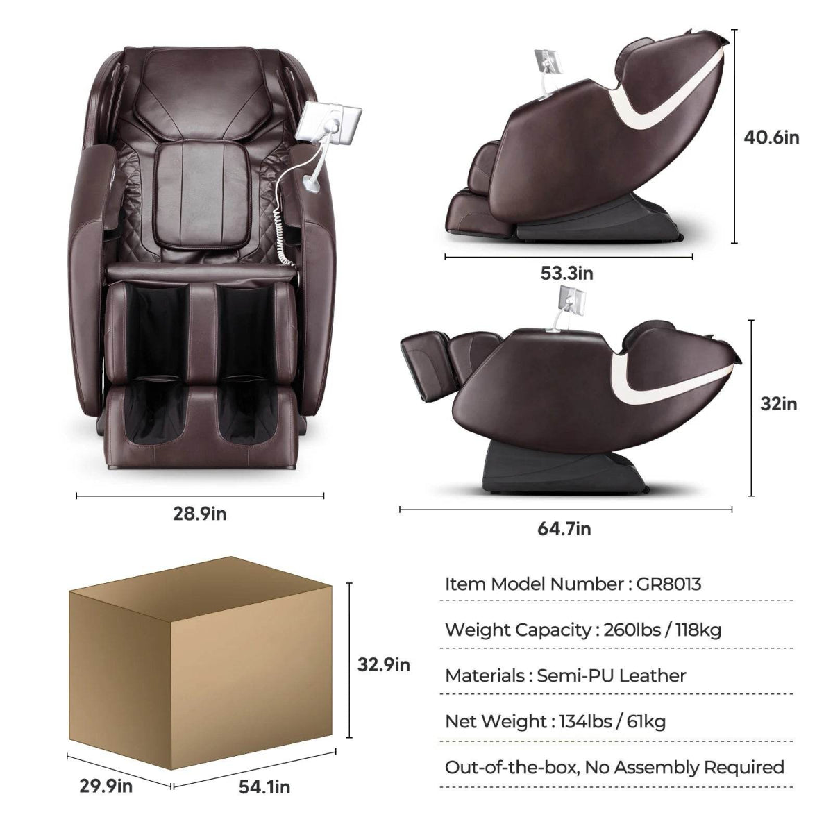 4D Zero Gravity Shiatsu Full Body Massage Chair - Driftwood - Sleep Galleria