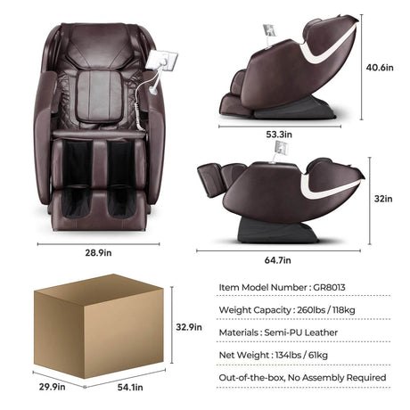 4D Zero Gravity Shiatsu Full Body Massage Chair - Driftwood - Sleep Galleria