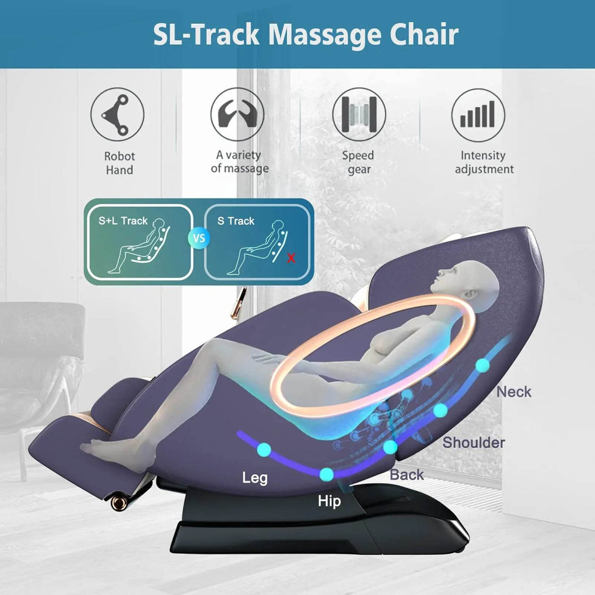 4D Zero Gravity SL-Track Full Body Shiatsu Massage Chair - Sleep Galleria