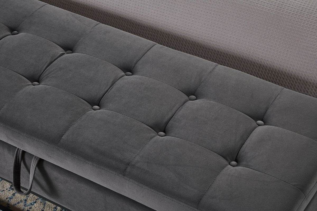 58-Inch Velvet Storage Bench With Metal Base - Sleep Galleria