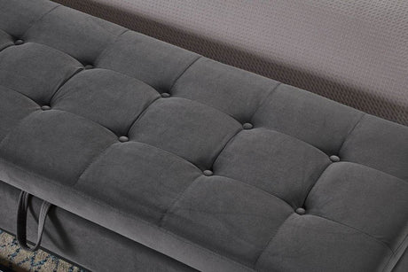 58-Inch Velvet Storage Bench With Metal Base - Sleep Galleria