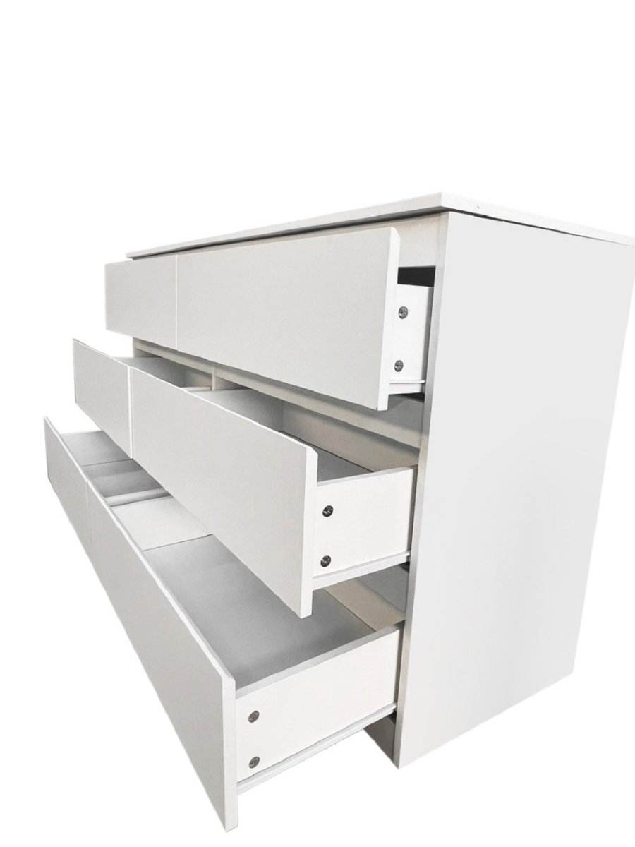 6-Drawer Freestanding White Particle Board Dresser - Sleep Galleria