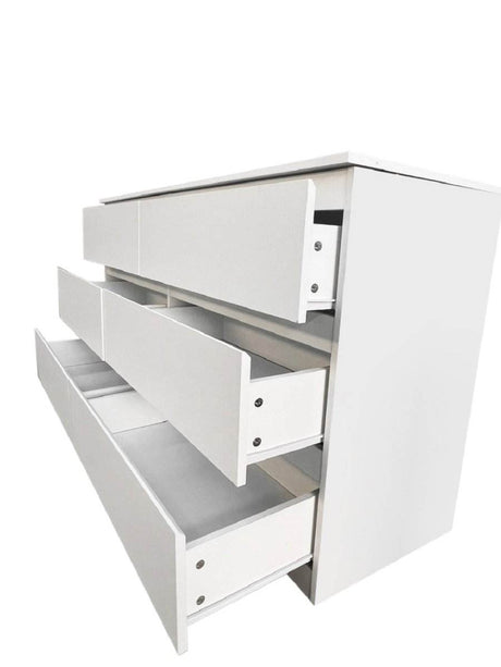 6-Drawer Freestanding White Particle Board Dresser - Sleep Galleria