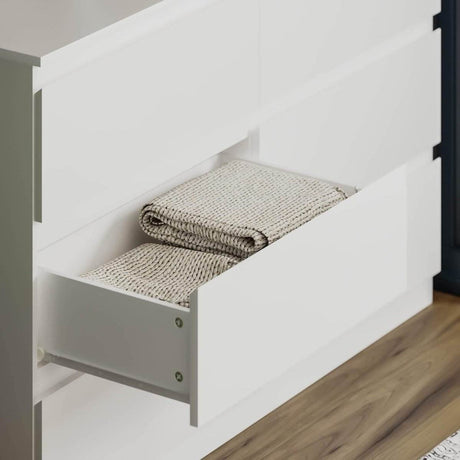 6-Drawer Freestanding White Particle Board Dresser - Sleep Galleria