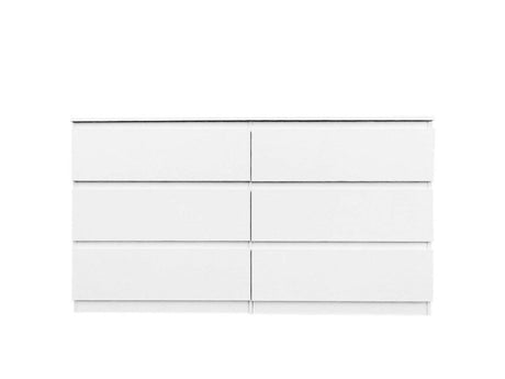 6-Drawer Freestanding White Particle Board Dresser - Sleep Galleria