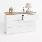 6-Drawer White Particle Board Storage Dresser Cabinet - Sleep Galleria