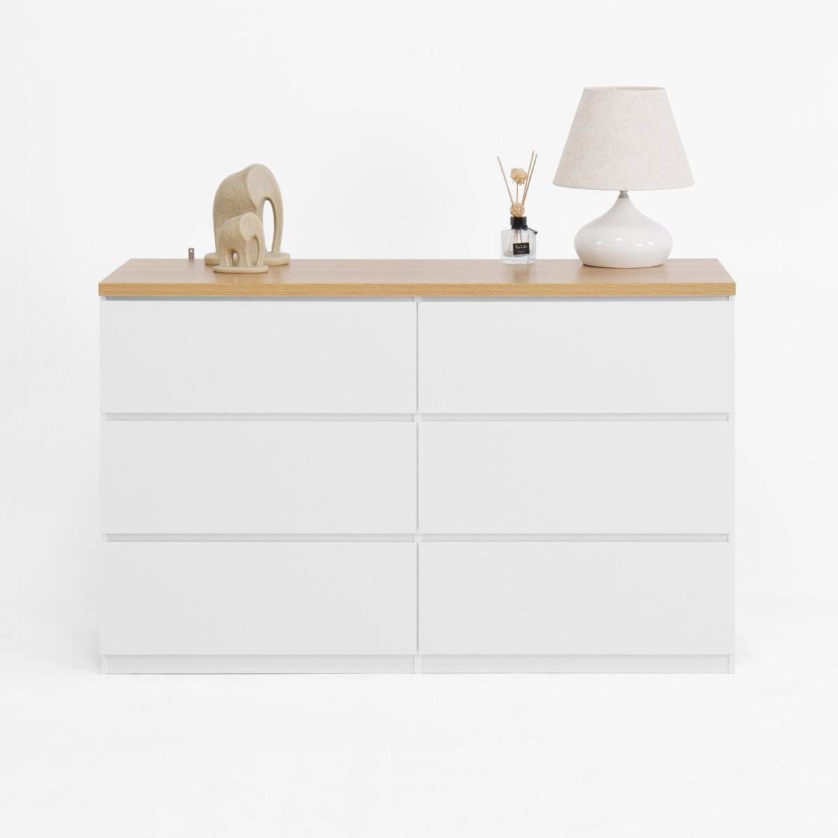 6-Drawer White Particle Board Storage Dresser Cabinet - Sleep Galleria