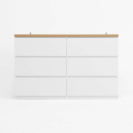 6-Drawer White Particle Board Storage Dresser Cabinet - Sleep Galleria