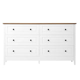 6-Drawer White Wood Bedroom Dresser With Metal Handles - Sleep Galleria