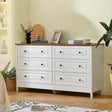 6-Drawer White Wood Bedroom Dresser With Metal Handles - Sleep Galleria