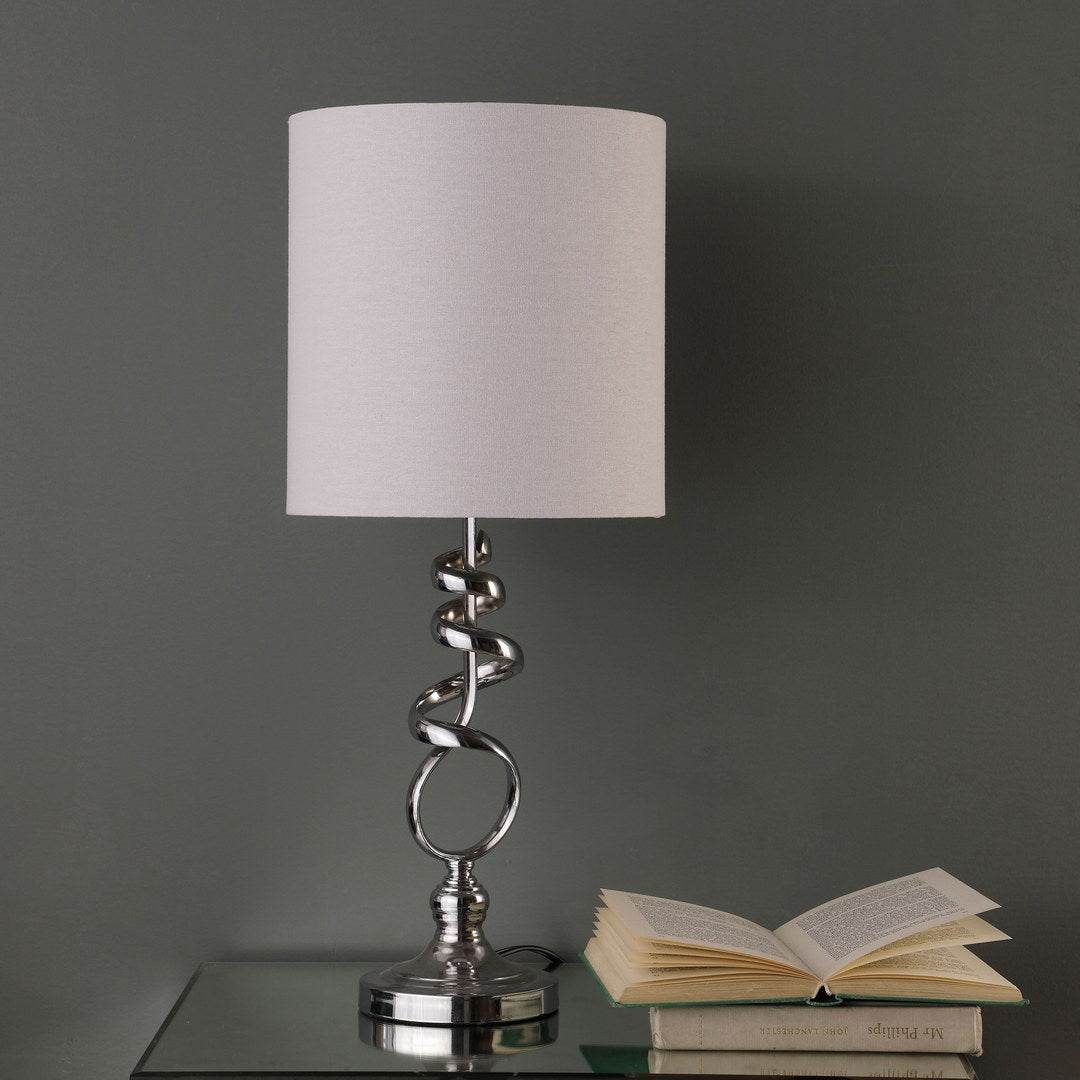 Abstract 21.5 - Inch Brushed Silver Metal Table Lamp - Driftwood - Sleep Galleria