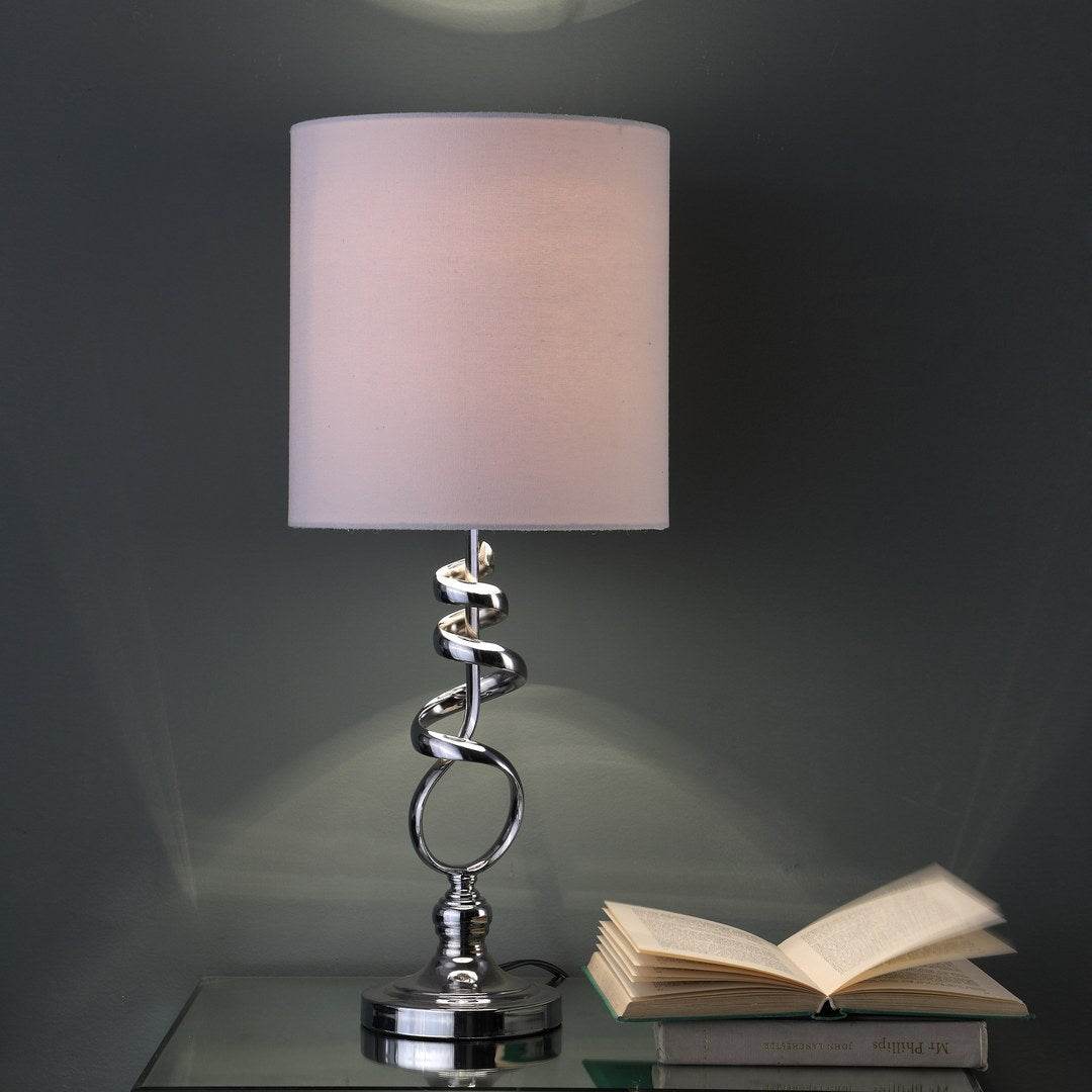 Abstract 21.5 - Inch Brushed Silver Metal Table Lamp - Driftwood - Sleep Galleria