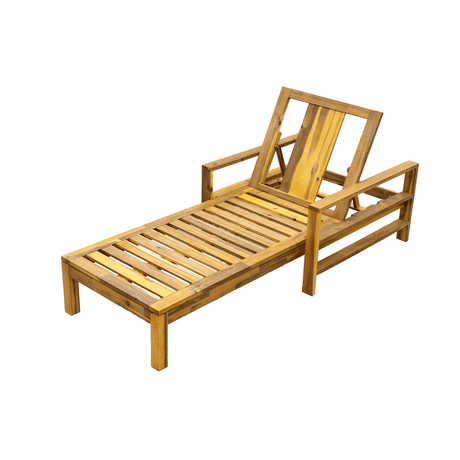 Acacia Wood Outdoor Lounge Chair With Adjustable Backrest - Driftwood - Sleep Galleria