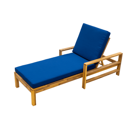Acacia Wood Outdoor Lounge Chair With Adjustable Backrest - Driftwood - Sleep Galleria