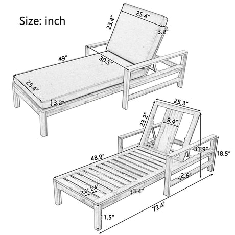 Acacia Wood Outdoor Lounge Chair With Adjustable Backrest - Driftwood - Sleep Galleria