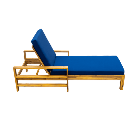 Acacia Wood Outdoor Lounge Chair With Adjustable Backrest - Driftwood - Sleep Galleria