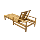 Adjustable Acacia Wood Outdoor Lounge Chair With Foam Cushion - Sleep Galleria