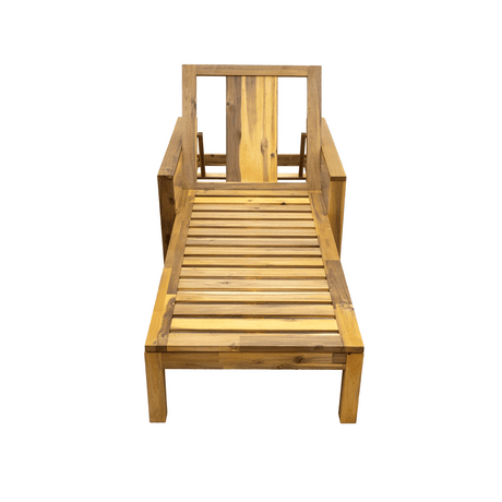 Adjustable Acacia Wood Outdoor Lounge Chair With Foam Cushion - Driftwood - Sleep Galleria