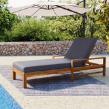 Adjustable Acacia Wood Outdoor Lounge Chair With Foam Cushion - Sleep Galleria
