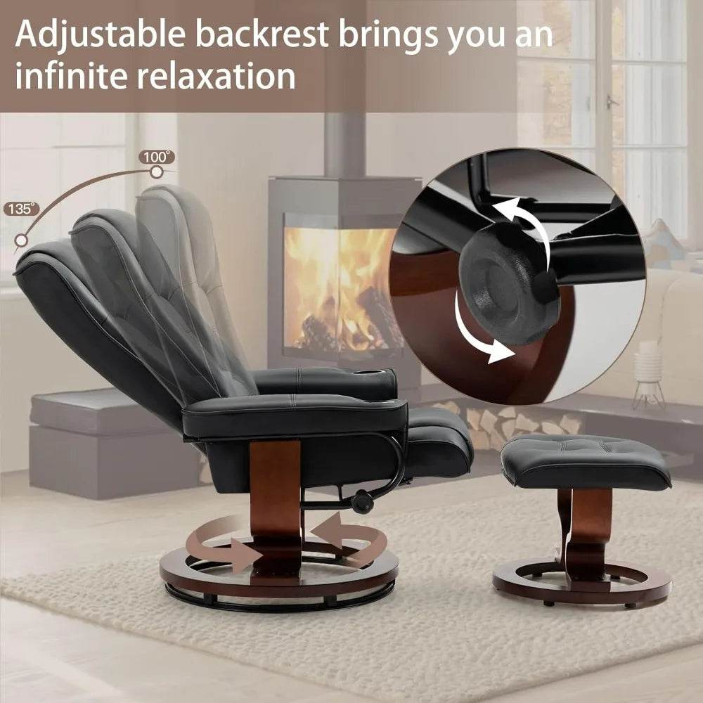 Adjustable Faux Leather Swivel Recliner Chair With Ottoman - Sleep Galleria
