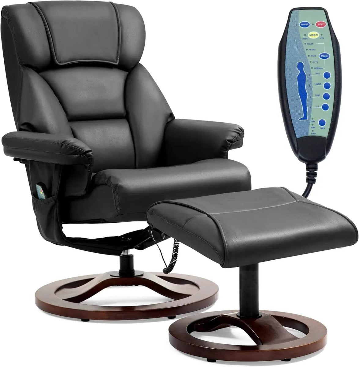 Adjustable Faux Leather Swivel Recliner Chair With Ottoman - Sleep Galleria