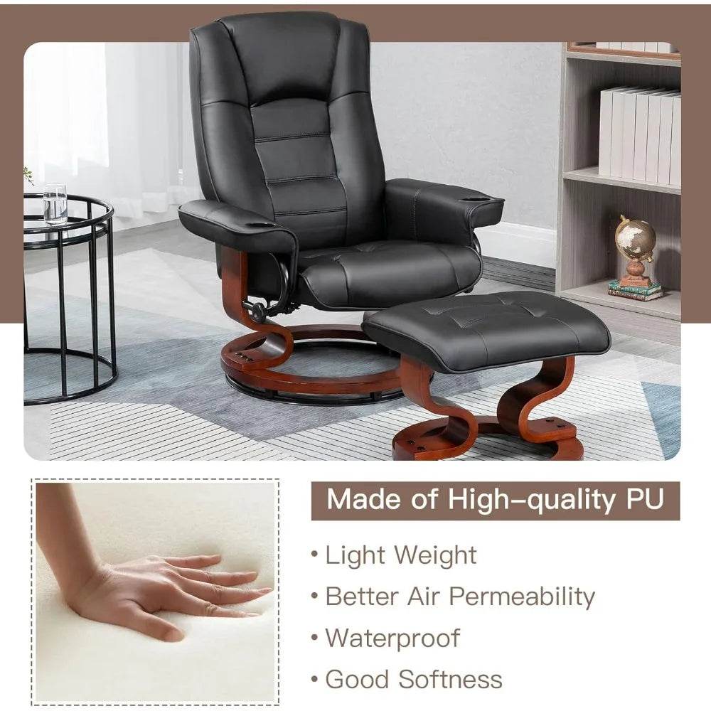 Adjustable Faux Leather Swivel Recliner Chair With Ottoman - Sleep Galleria