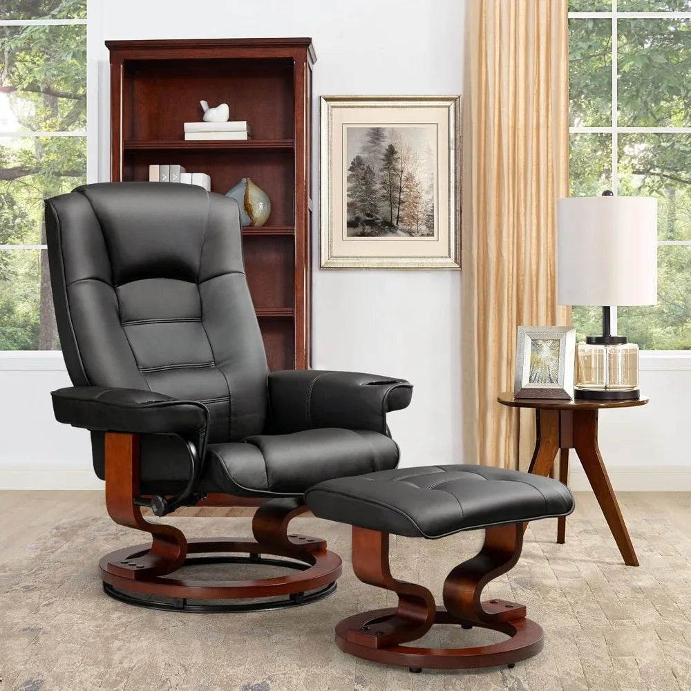 Adjustable Faux Leather Swivel Recliner Chair With Ottoman - Sleep Galleria