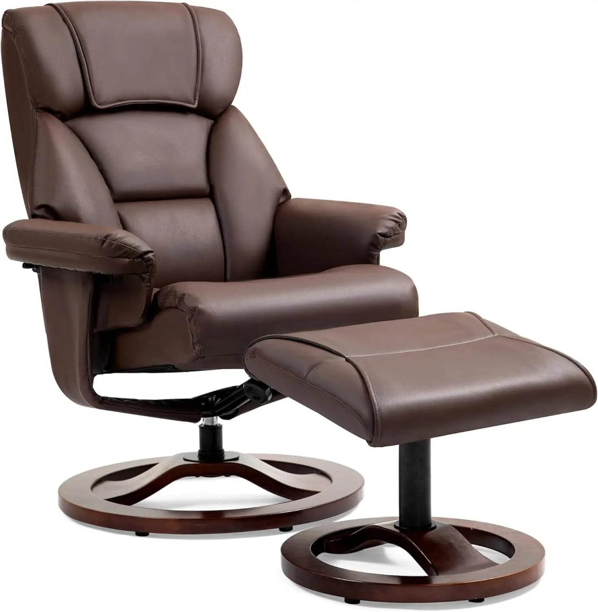 Adjustable Faux Leather Swivel Recliner Chair With Ottoman - Sleep Galleria