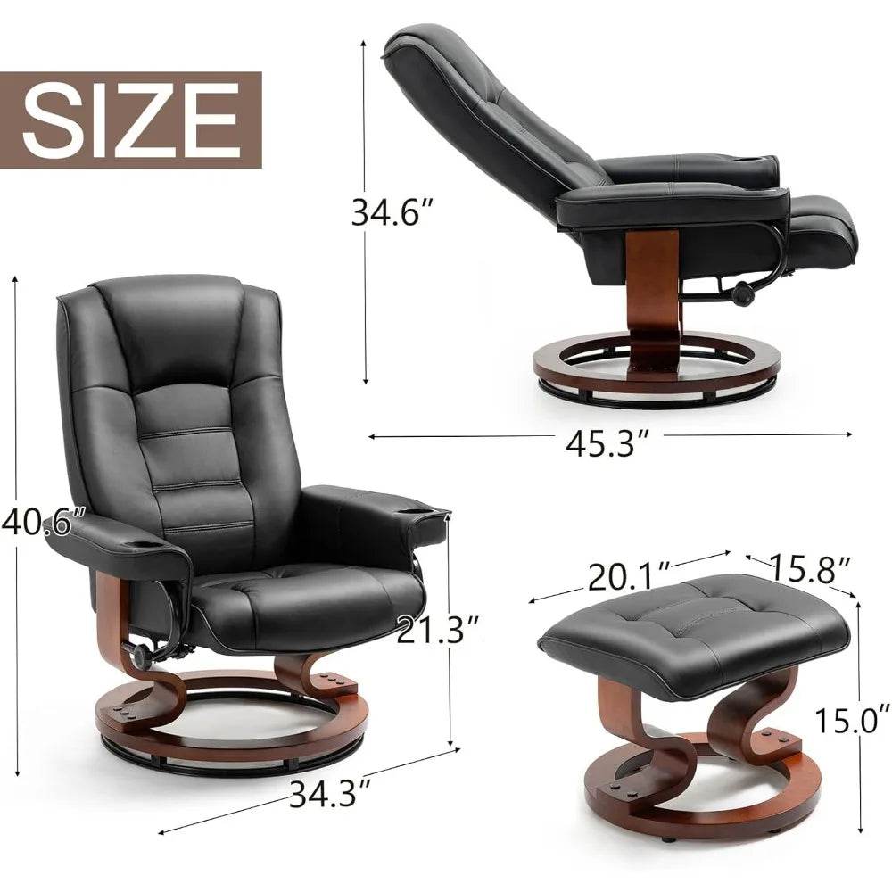 Adjustable Faux Leather Swivel Recliner Chair With Ottoman - Sleep Galleria